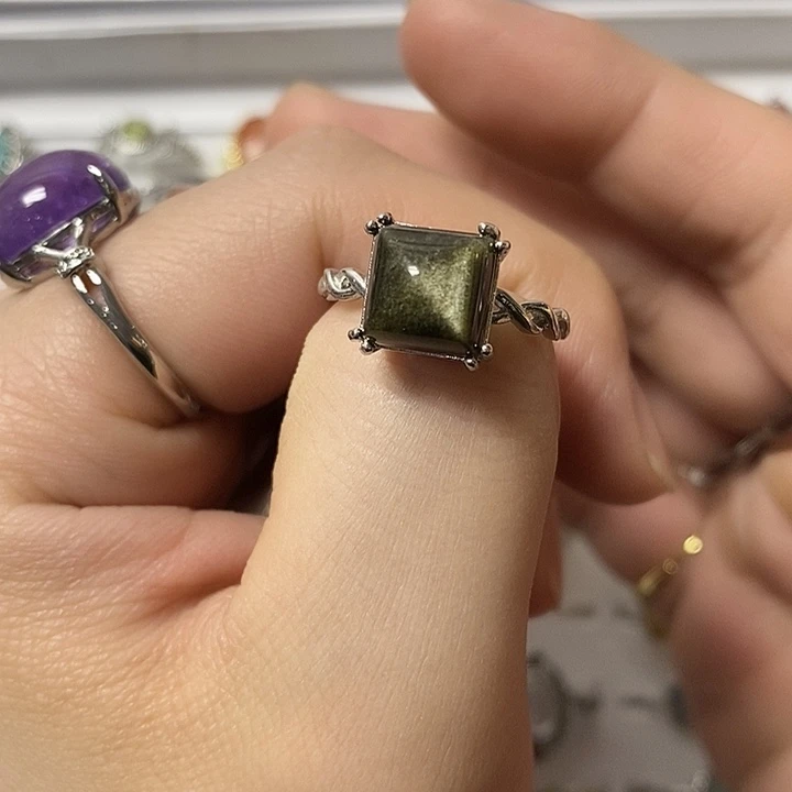 水晶戒指未镶嵌金耀石