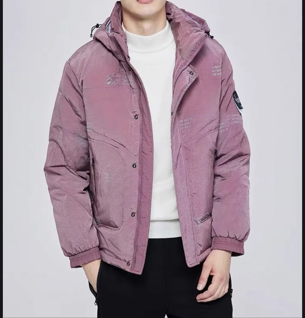 B5603 男士休闲短款字母印花连帽羽绒服