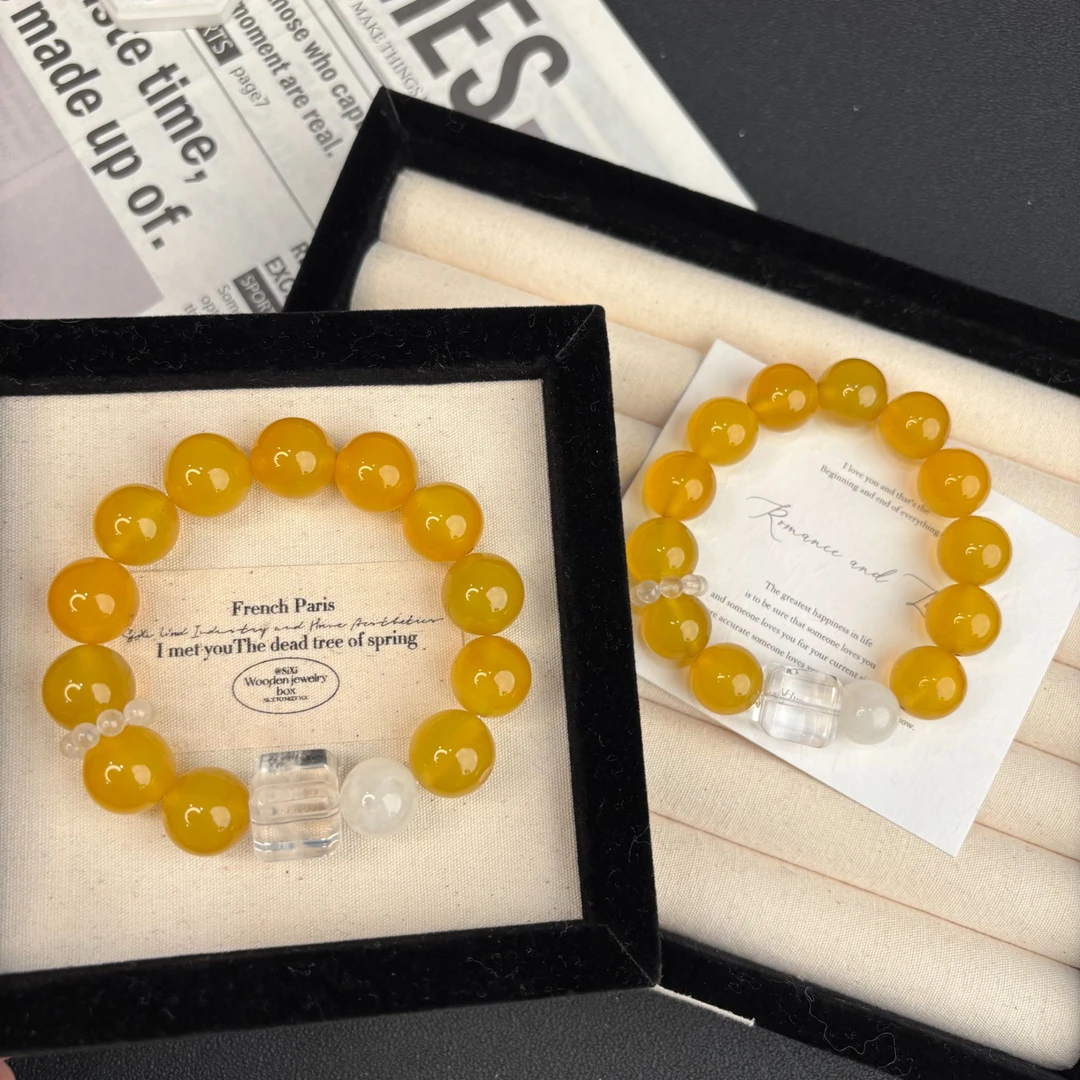 【晚秋】天然玉石玛瑙diy白水晶手串多样性发一 T1193