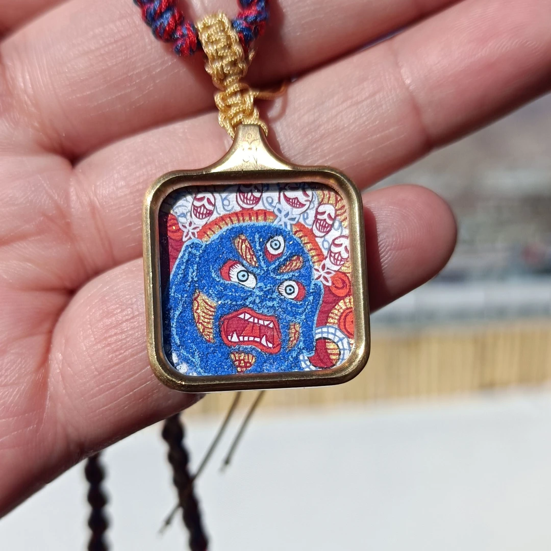 【大黑天】2*2方卡大黑天头像 纯手绘唐卡大护法 拉萨直发