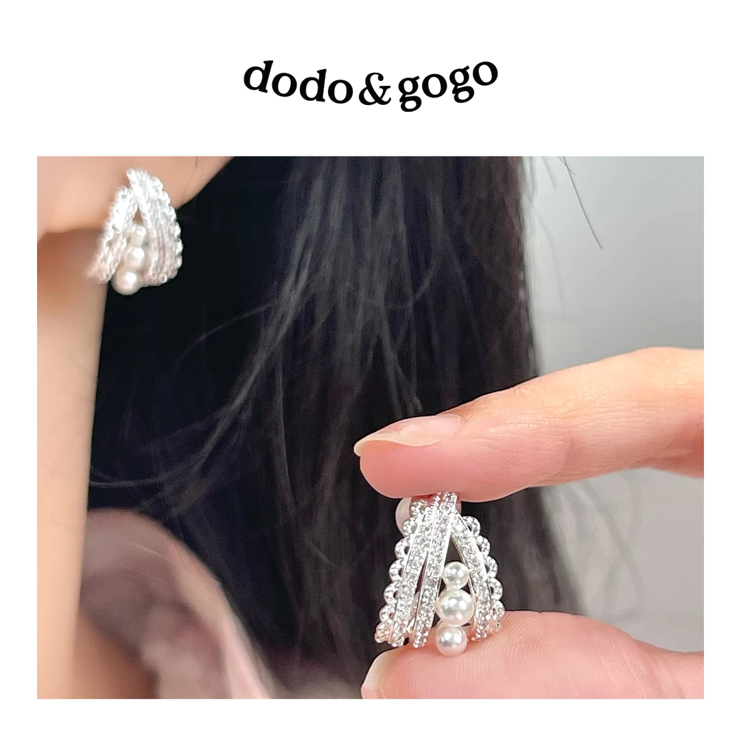 DODOGOGO 合金合成锆石耳饰 耳饰锆石耳环女法式高级感耳钉耳饰