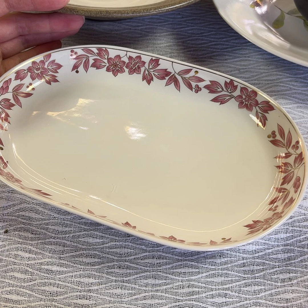 瓷片橘吉粉彩椭圆盘可作鱼盘19