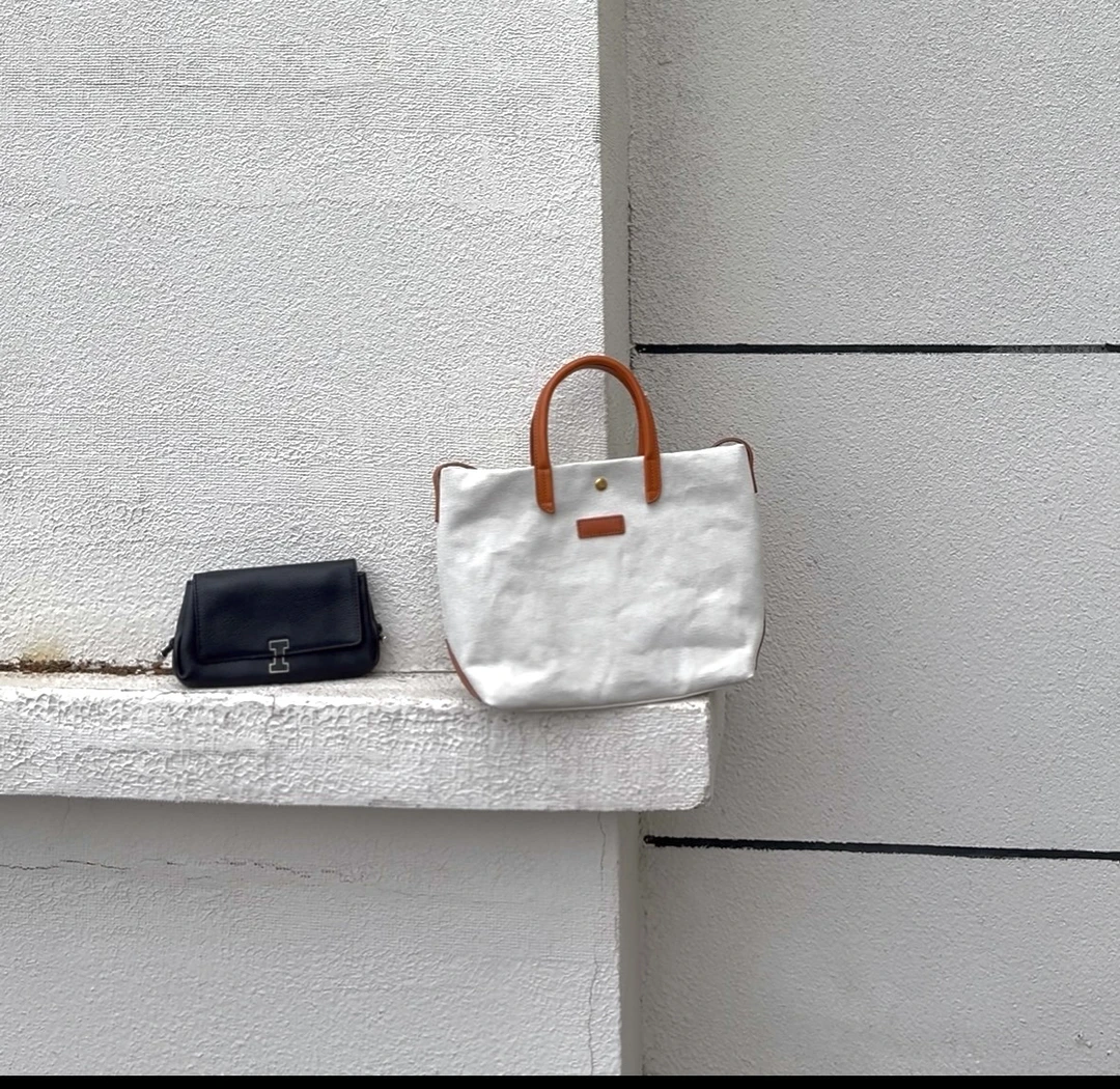 纯色横款方形可折叠按扣斜挎包简约风单根托特包