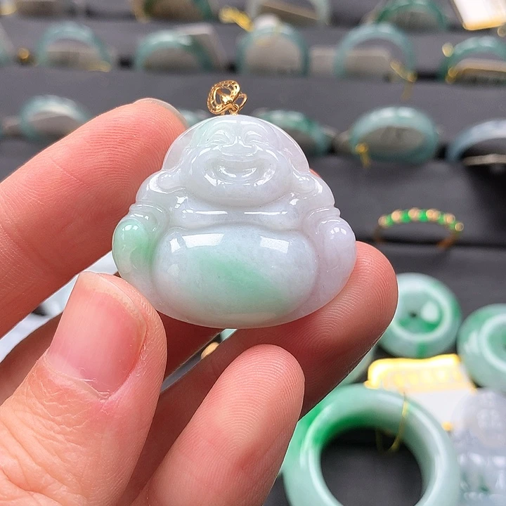 翡翠颈饰18K金镶嵌佛公