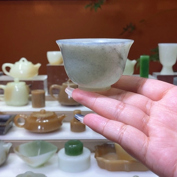 未镶嵌和田玉摆件青花籽主人杯福利