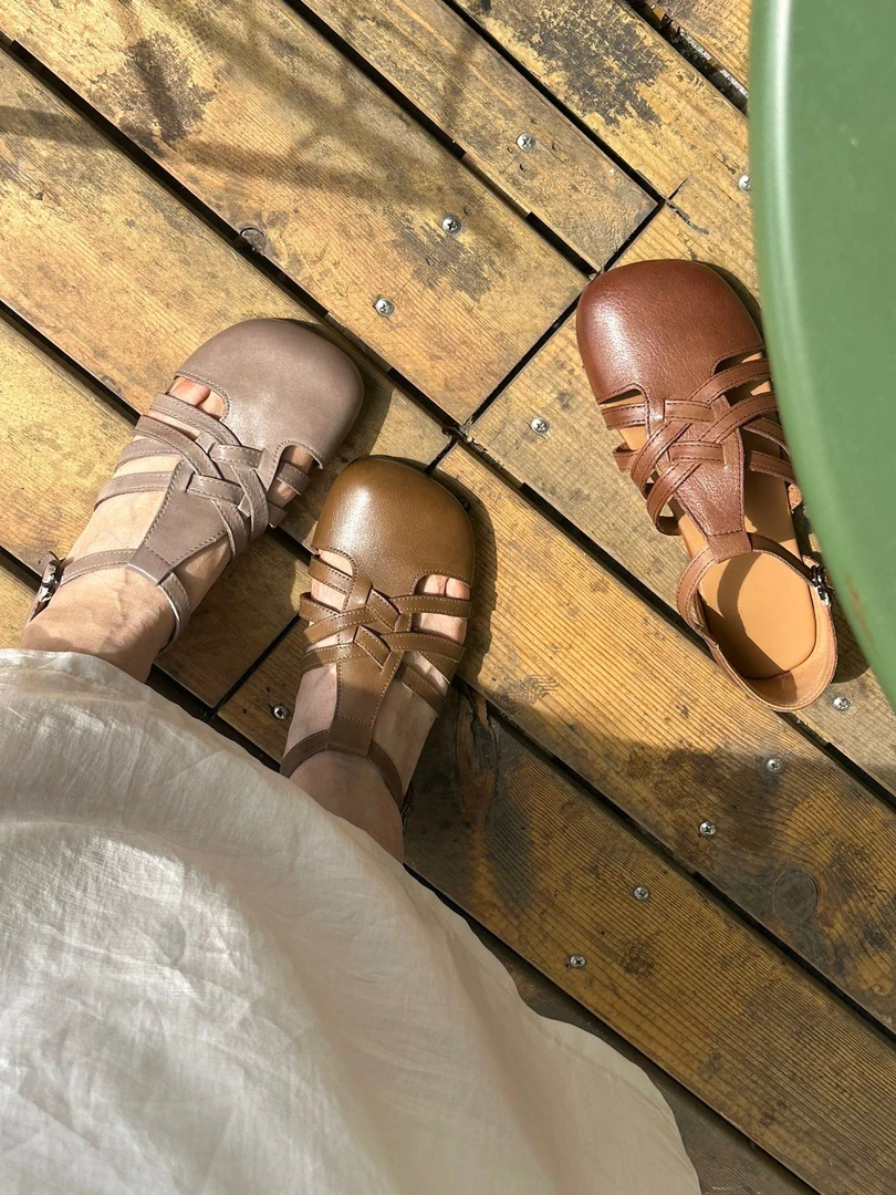 复古罗马凉鞋罗马鞋女鞋鞋子低帮包头浅口编织镂空556