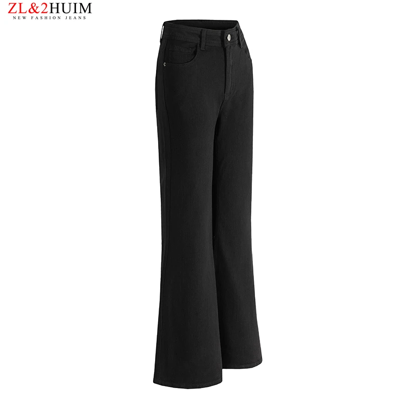 黑色超模微喇叭牛仔裤女高腰宽松垂感2025早春新款高级感百搭弹力