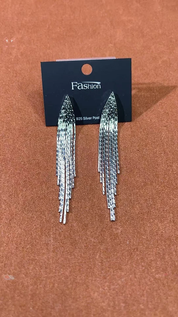 铜合金锆石耳饰 时尚大气中长款流苏耳环时尚百搭0128