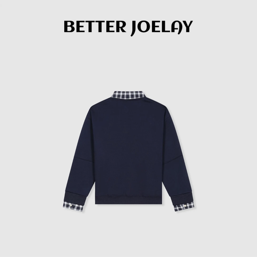 BETTERJOELAY -加绒【梦幻爱丁堡】时尚拼接套头卫衣宽松百搭ZZ3681