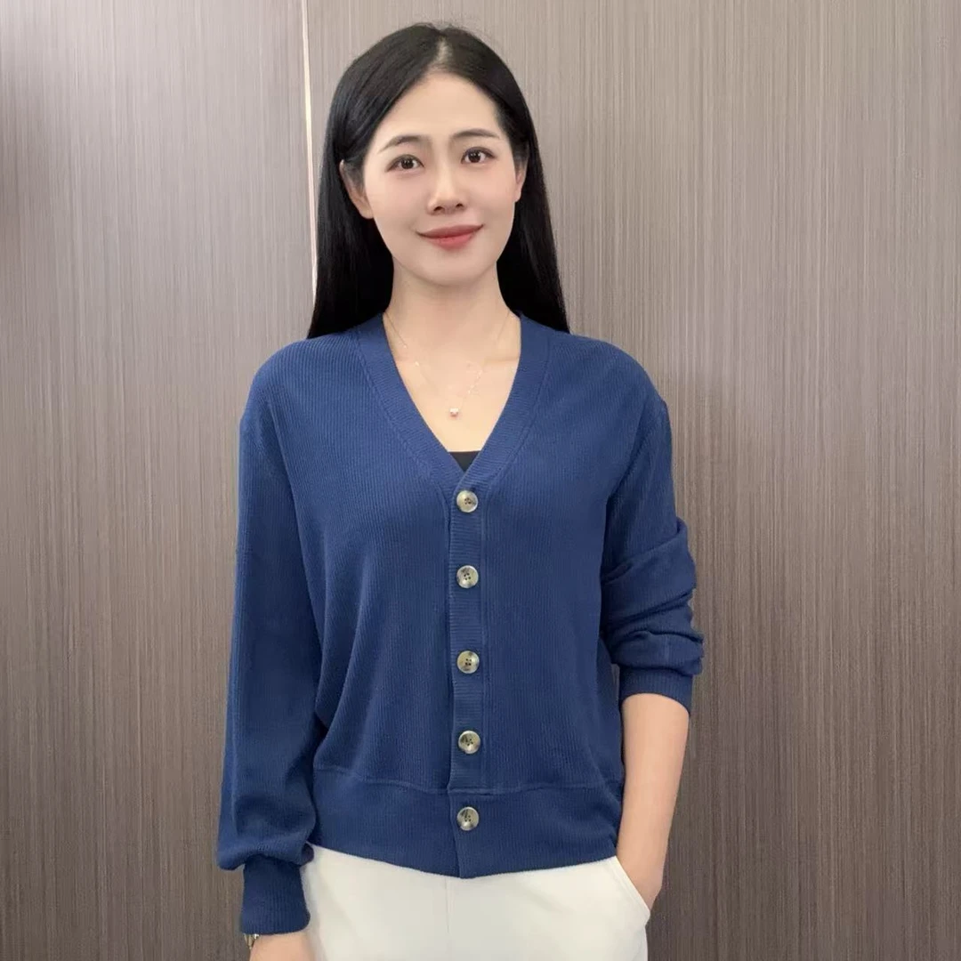 秋冬新款加绒保暖休闲百搭气质时尚宽松纽扣开衫V领外套外搭上衣