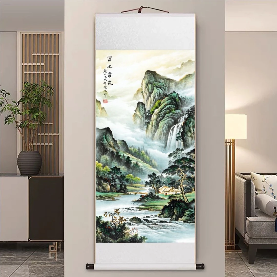 【现代高清微喷装饰画】富水长流（宽47，高140）