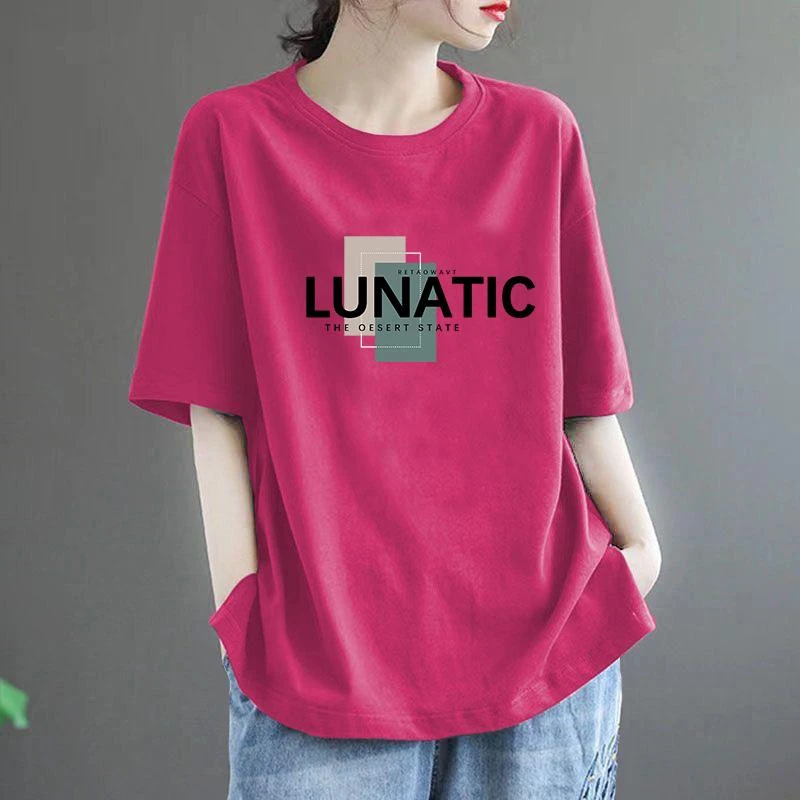 〖送运费险〗棉短袖T恤女夏季大码200斤女士宽松显瘦妈妈装休闲上