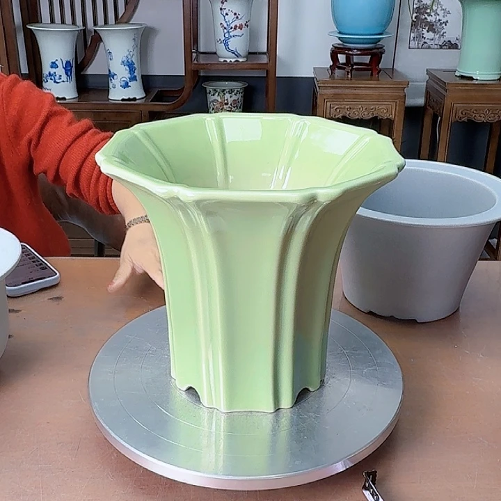 不***心荷瓣陶瓷花盆888888888