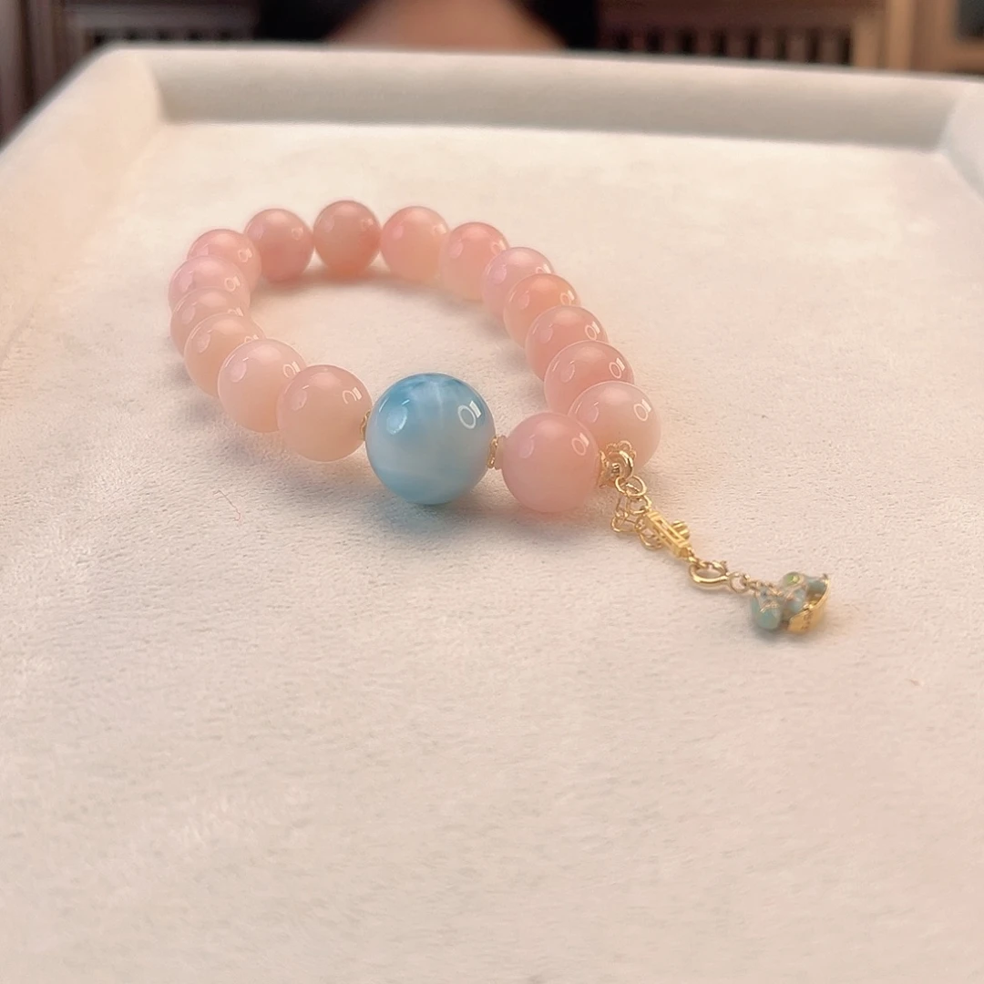 蛋白石未镶嵌手链粉澳宝