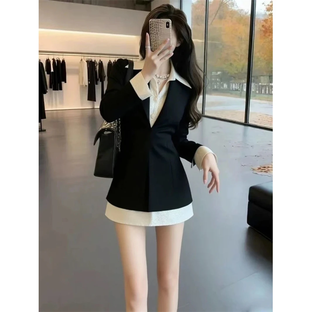 MARIE.COCO赫本风气质名媛轻奢高级感秋冬法式赫本风假两件连衣裙