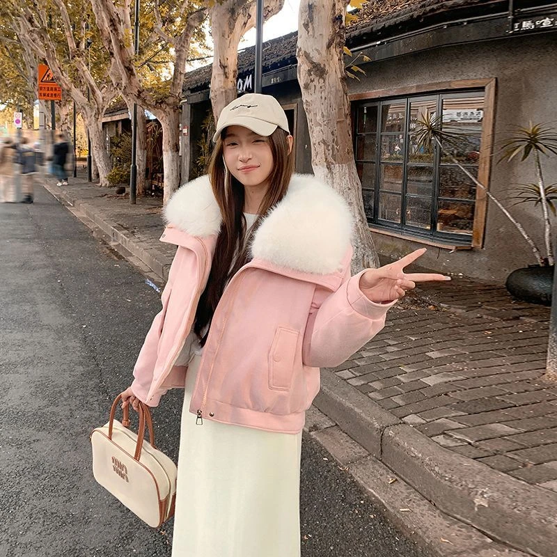 冬季棉衣女短款毛领加厚小棉袄韩版时尚棉服修身显瘦保暖防寒外套