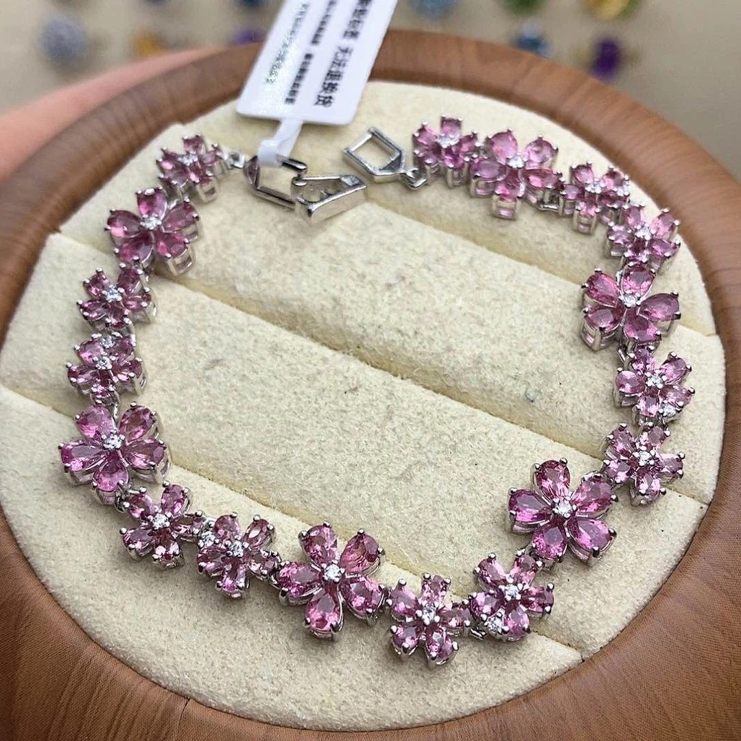 银S925镶嵌手链碧玺一物一证