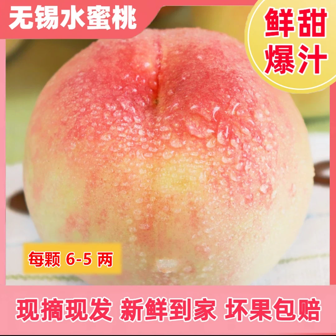 【正宗无锡水蜜桃6-5两】正宗无锡水蜜桃现摘新鲜超甜当季整箱桃子礼盒300-250g当季新鲜水果江苏省