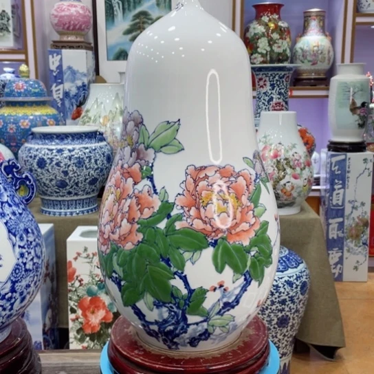 全手工釉下青花雕刻书法书画筒?*卉全手工釉里红四方镶器