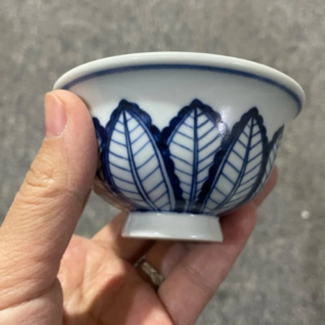 阅贤斋气窑蕉叶小压手杯微瑕福利