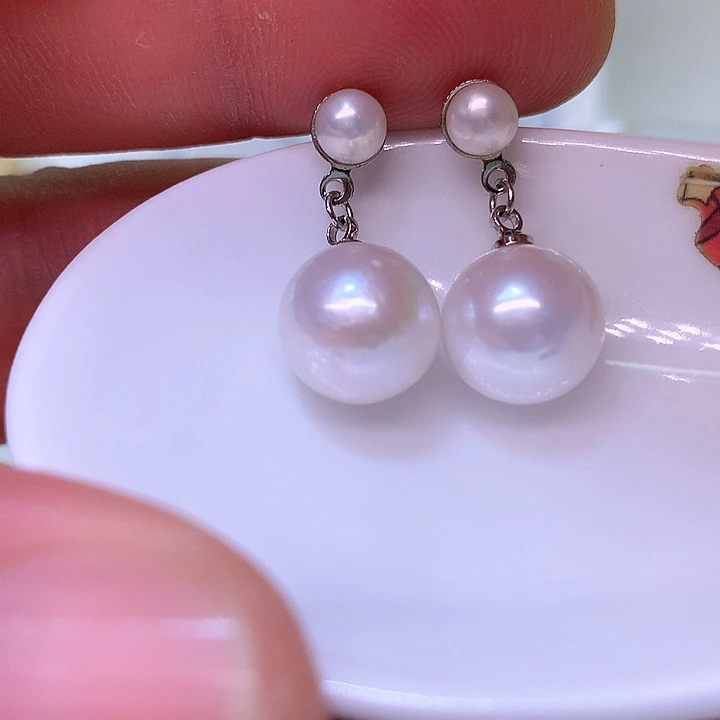 银S925镶嵌耳饰淡水珍珠