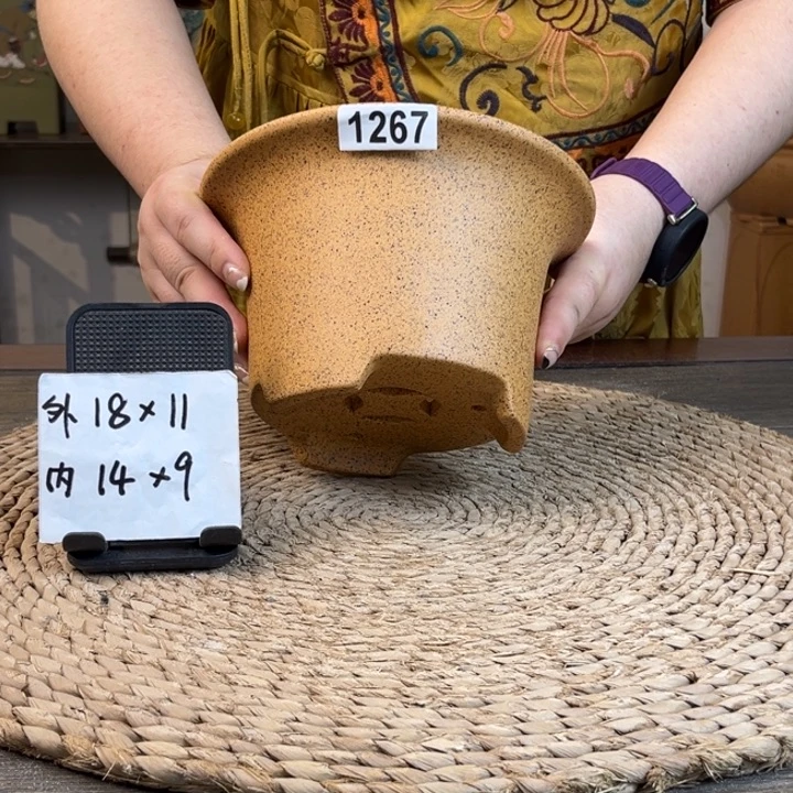 紫砂花盆特价柴烧飘口小碗1267