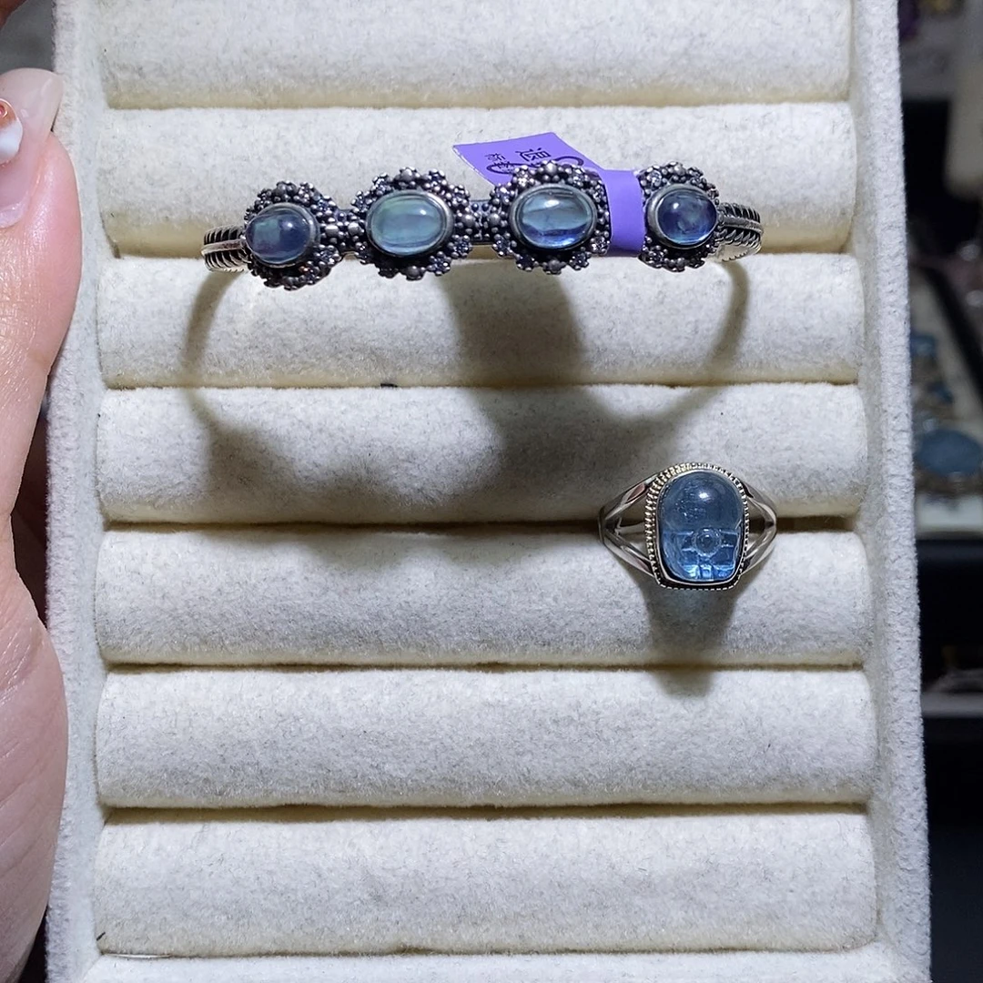 田***田水晶戒指银S925镶嵌