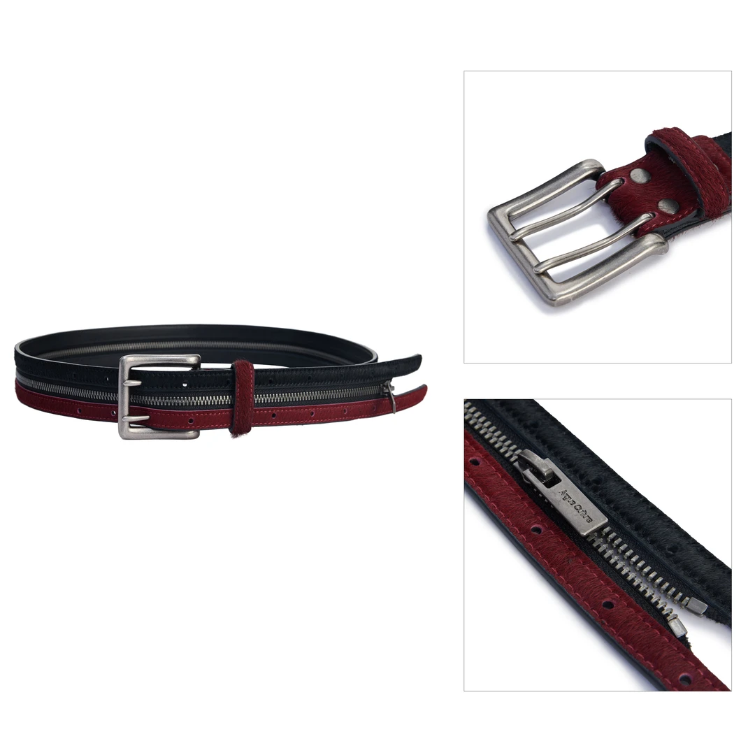 ArguE CulturE重工马毛皮双开拉链腰带复古小众设计感皮带男女款