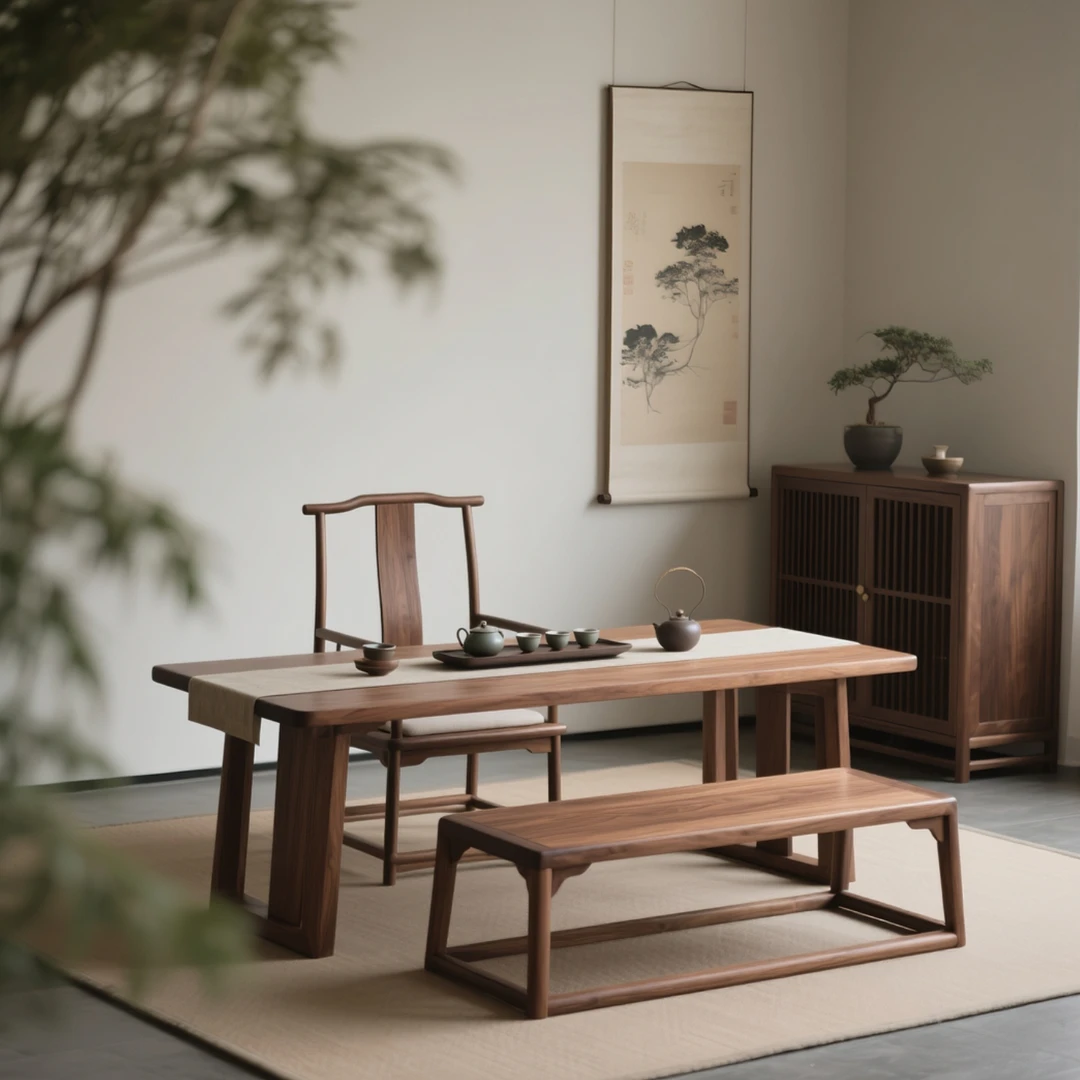 新中式茶桌2025新款高端胡桃木实木茶台茶室客厅家用办公室泡茶桌