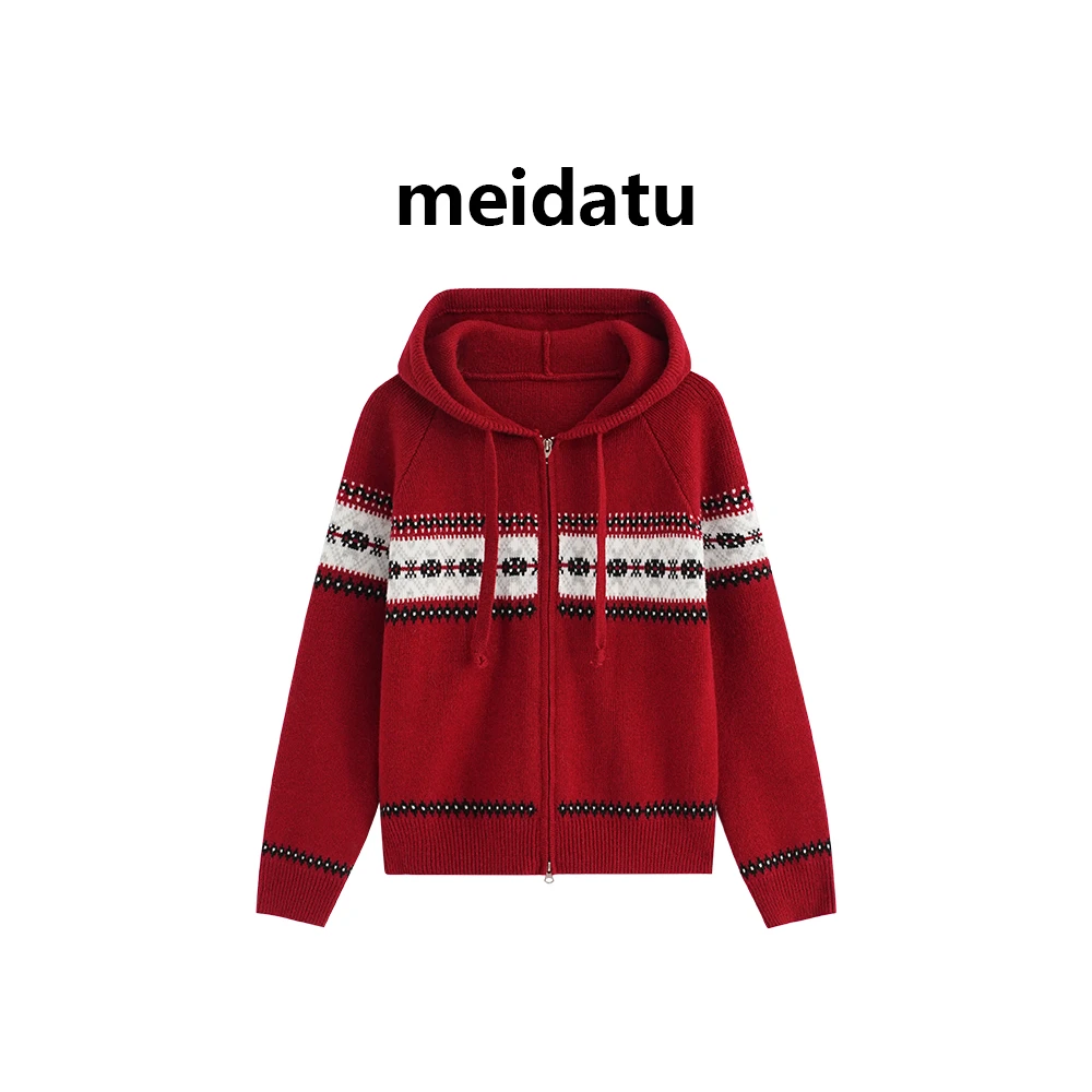 美哒兔（花绒栖雪）冬季费尔岛风提花毛衣（高个子版）cm1218-6G