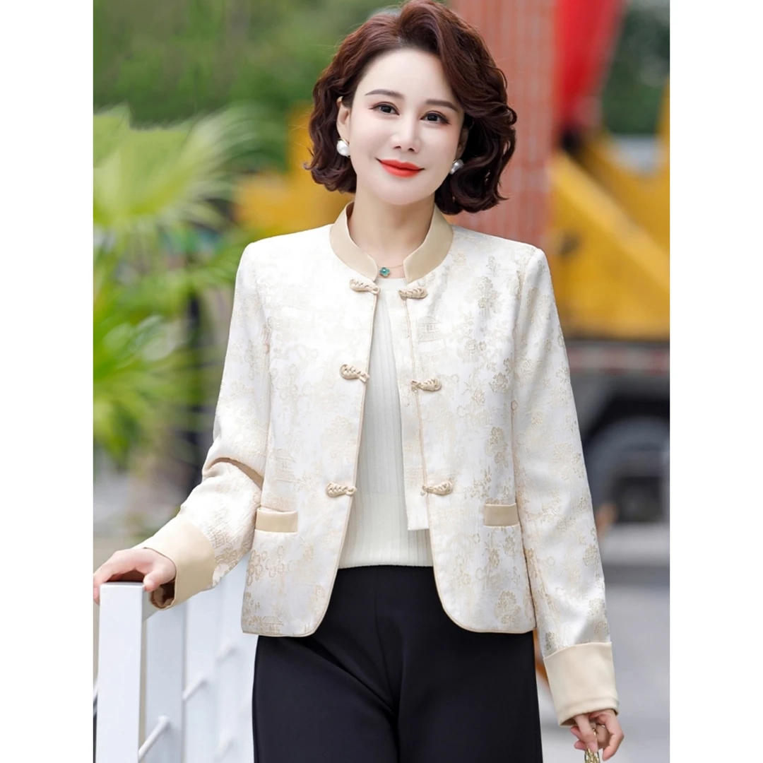妈妈新中式外套秋季国风衣服2025新款洋气中老年女春秋阔太太上衣