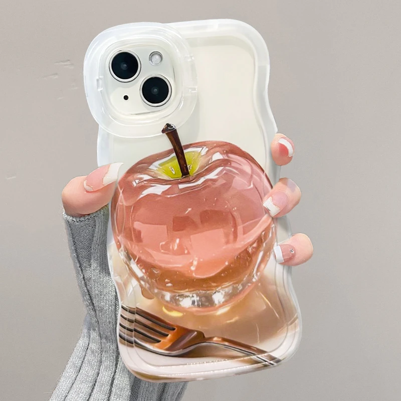 水晶苹果适用苹果16promax透明手机壳oppo华为13双支架vivo小米14