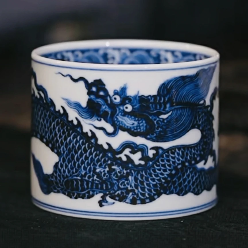 【黄老邪真选】丰雅赏玩｜青花霸王龙咖啡杯陶瓷可乐杯直口杯茶杯