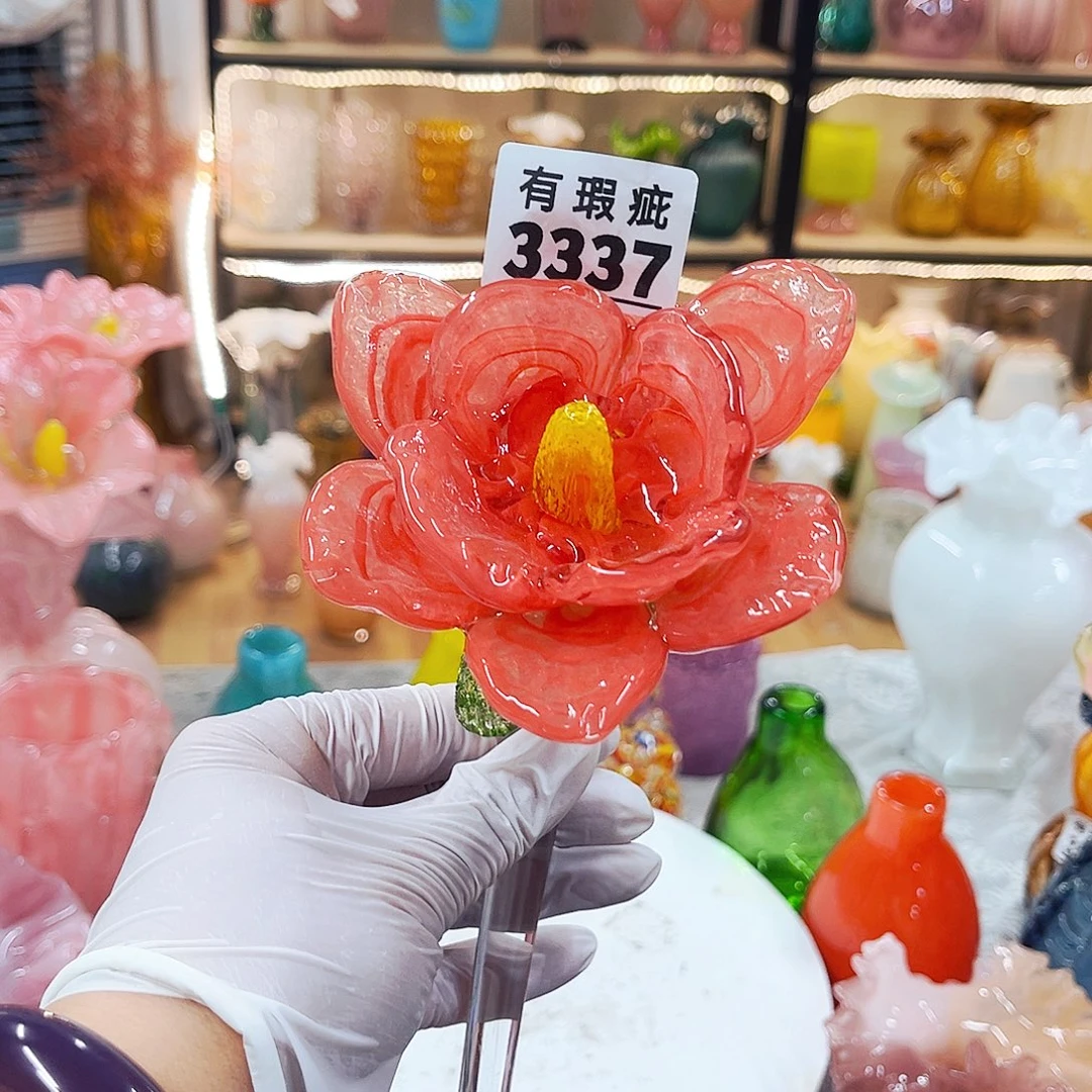 琉璃牡丹瑕家悦琉璃工艺品
