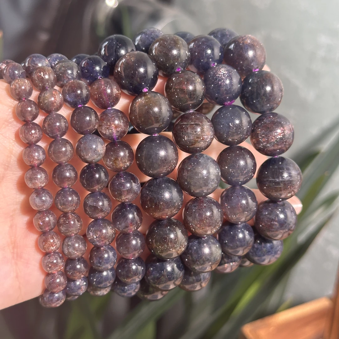 J126 天然(毕业级)血滴堇青石手串 多样性发其一