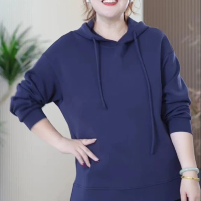 液态棉纯色连帽卫衣慵懒经典宽松大码显瘦休闲净版减龄百搭上衣女