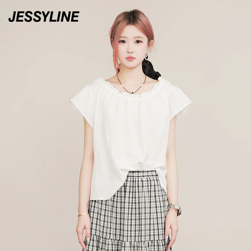 杰茜莱白色气质高级感百搭短袖衬衫女2025夏新款小上衣 jessyline