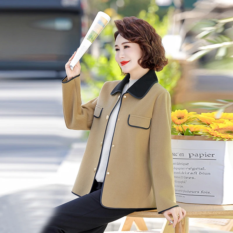 2025春款中老年小香风外套新款小个子妈妈短款气质百搭双面呢女衣