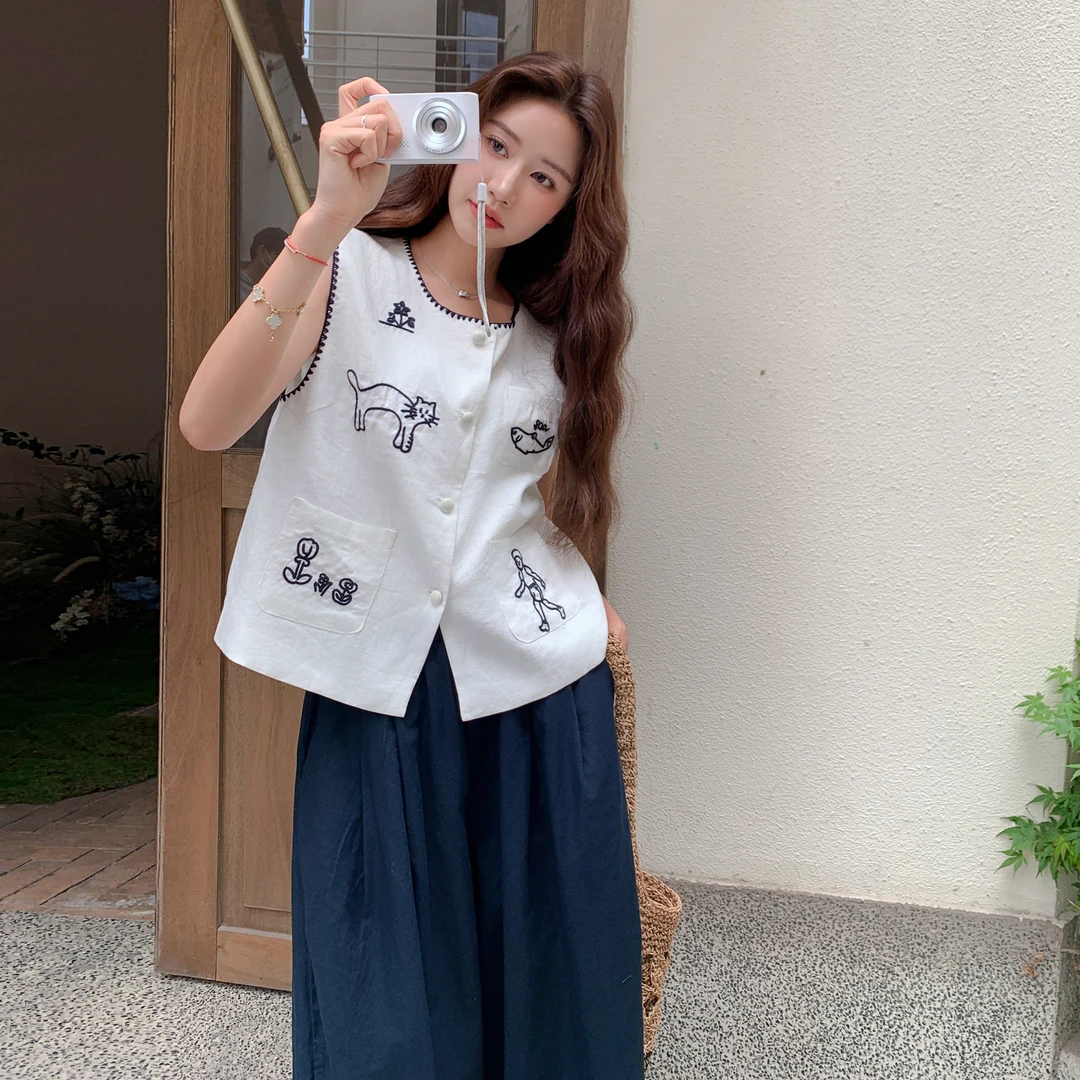 休闲宽松短袖衬衫高腰阔腿裤套装女2025夏季新款韩版高级感两件套