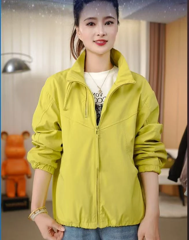 016春秋款立领拉链短款下摆抽绳休闲上衣长袖冲锋衣夹克外套女