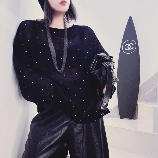 清仓！不退！高端新款宽松休闲超大针织点点衫