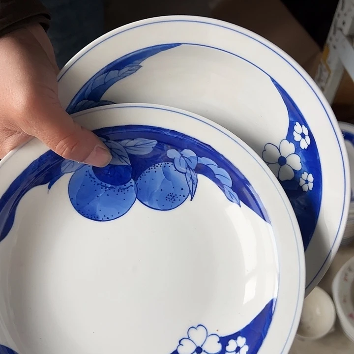 陶其它陶瓷两个8寸手绘盘