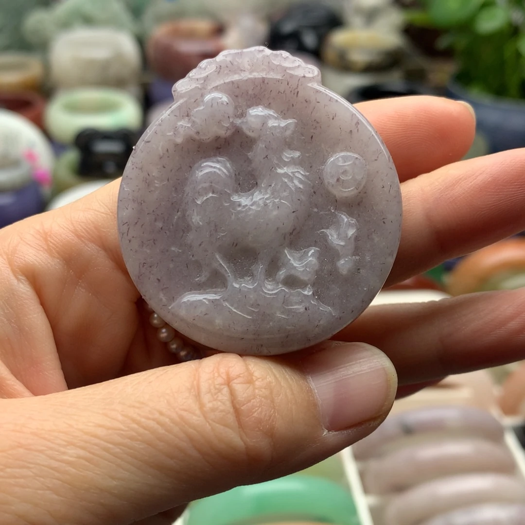 石英岩玉未镶嵌手镯紫玉鸡吊坠