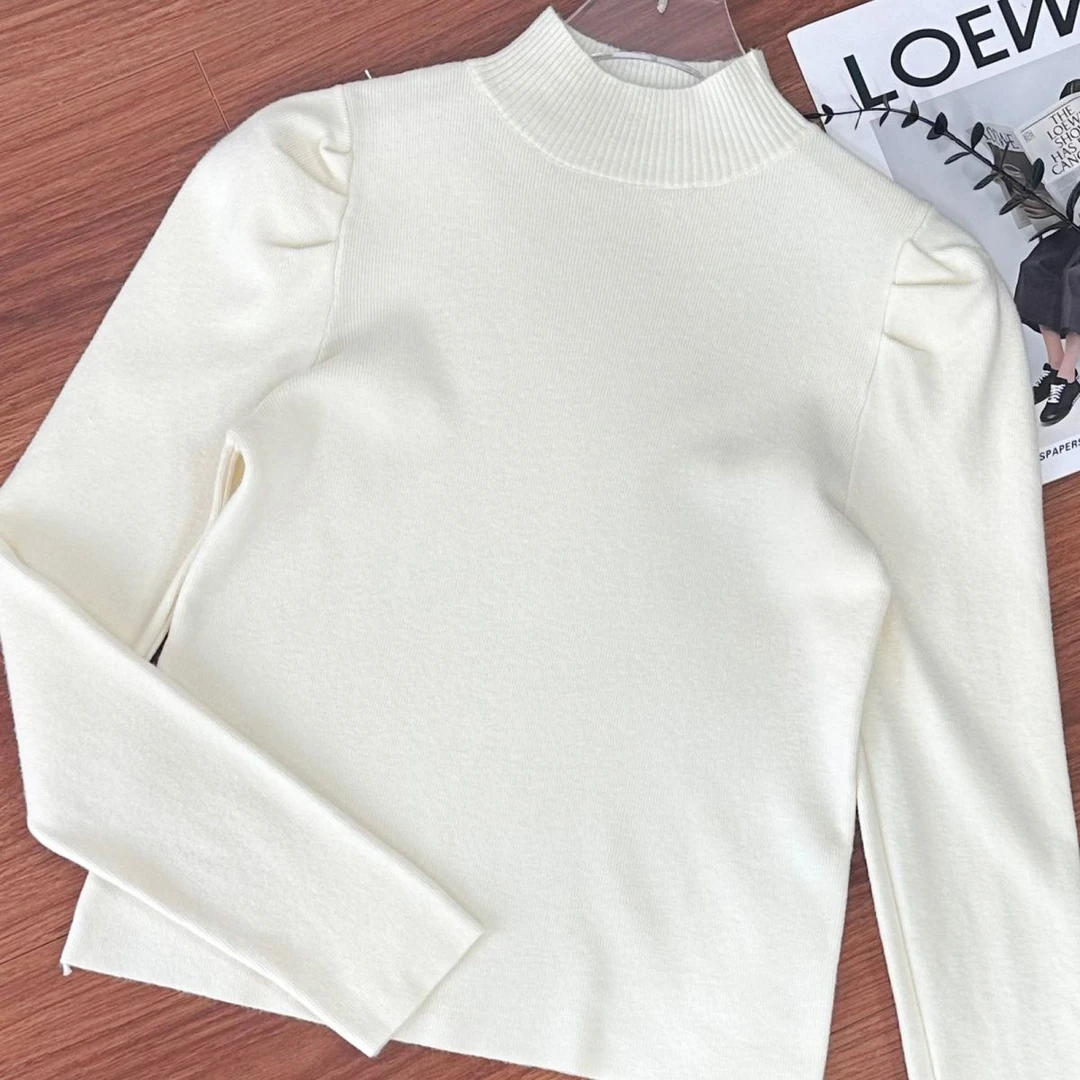 高领打底秋冬510294-4韩版2025新款泡泡长袖毛衣针织衫上衣