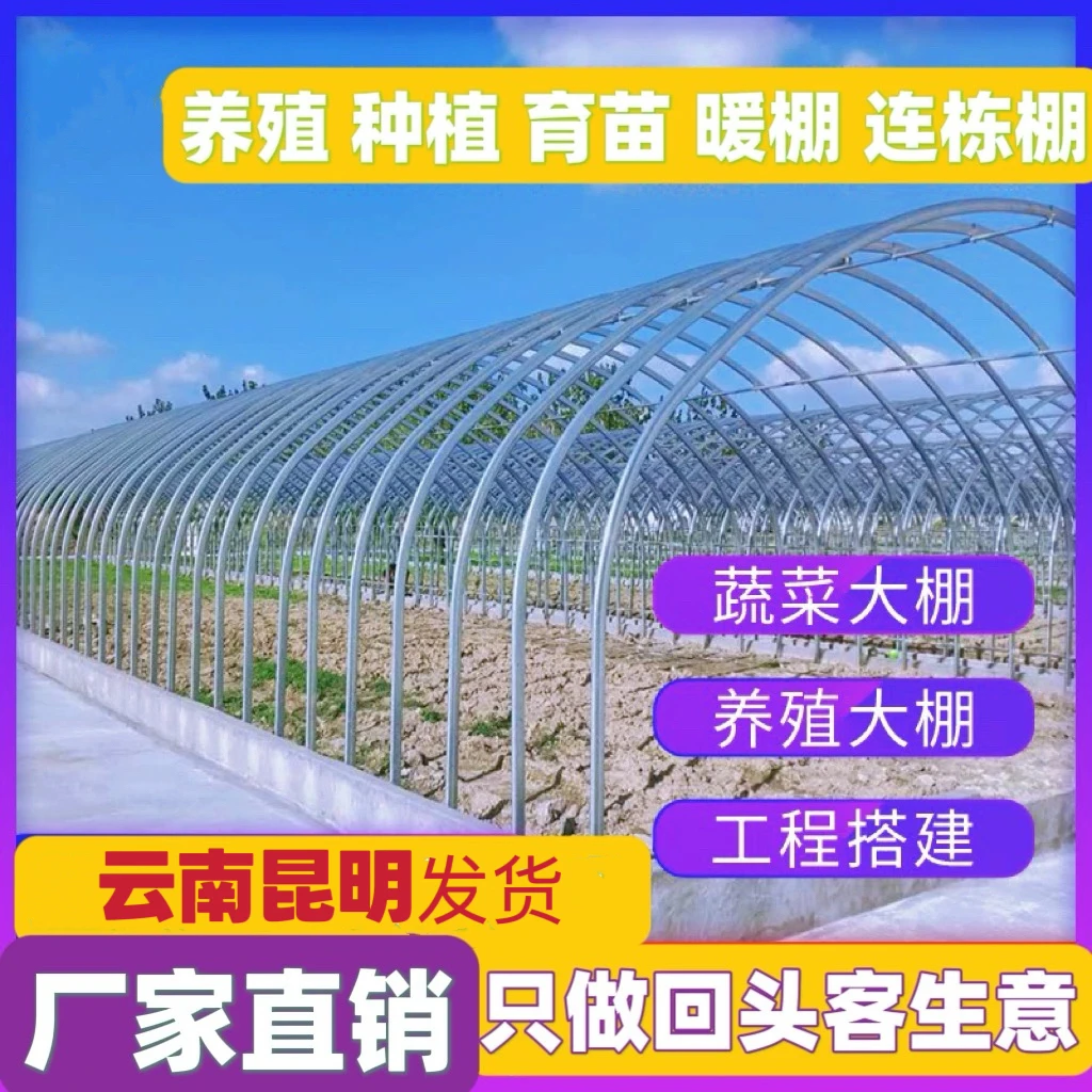 大棚钢管蔬菜种植养殖椭圆管连体连栋棚大棚卡槽卡簧配件压膜槽