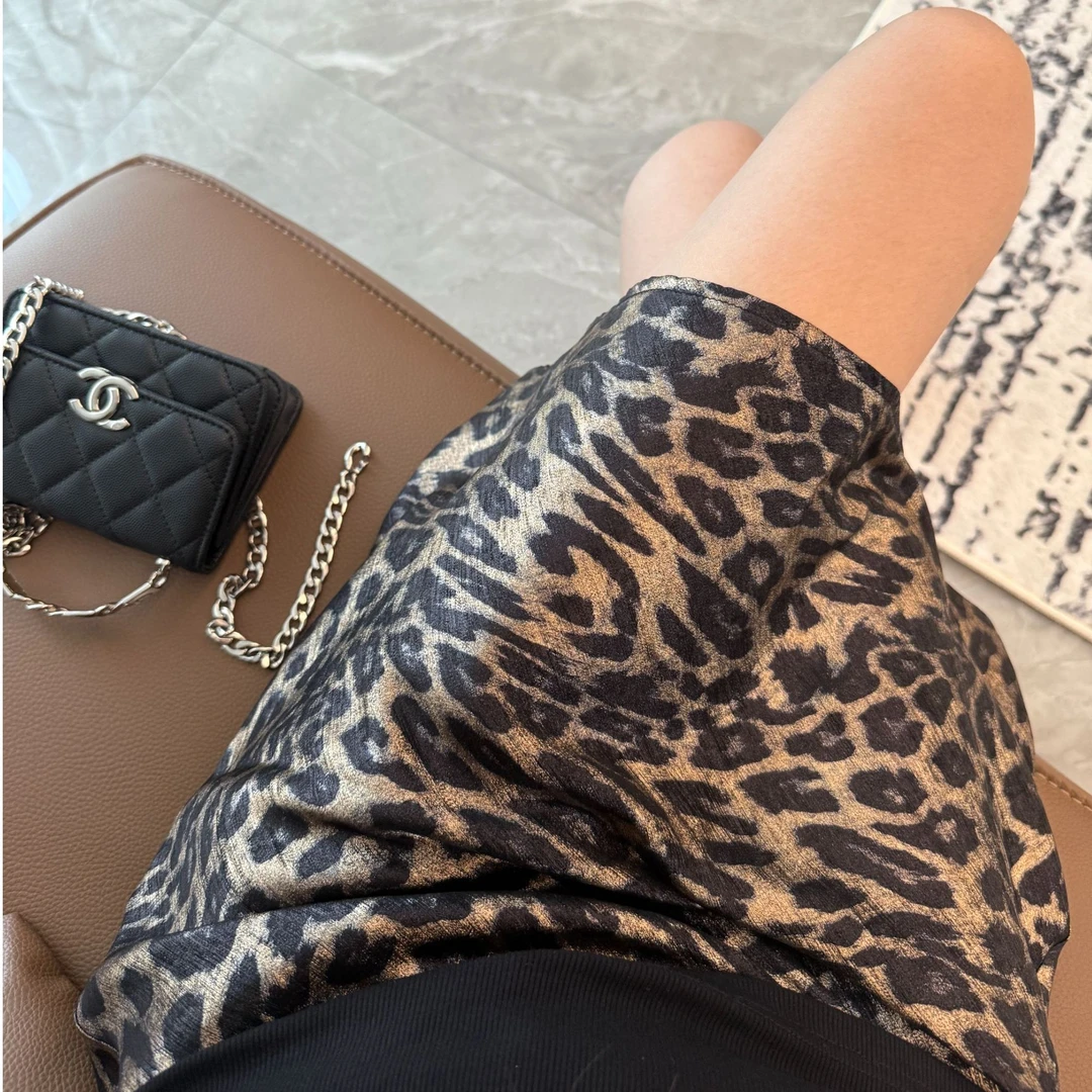 MOSIIU纾【复古鎏金】复古经典修身显瘦豹纹半身裙