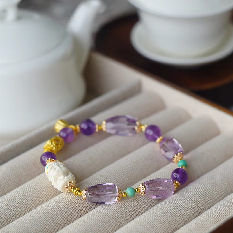 扎基拉姆天然紫水晶玉坠手串猛犸象扎基拉姆招米米手链小众珠宝