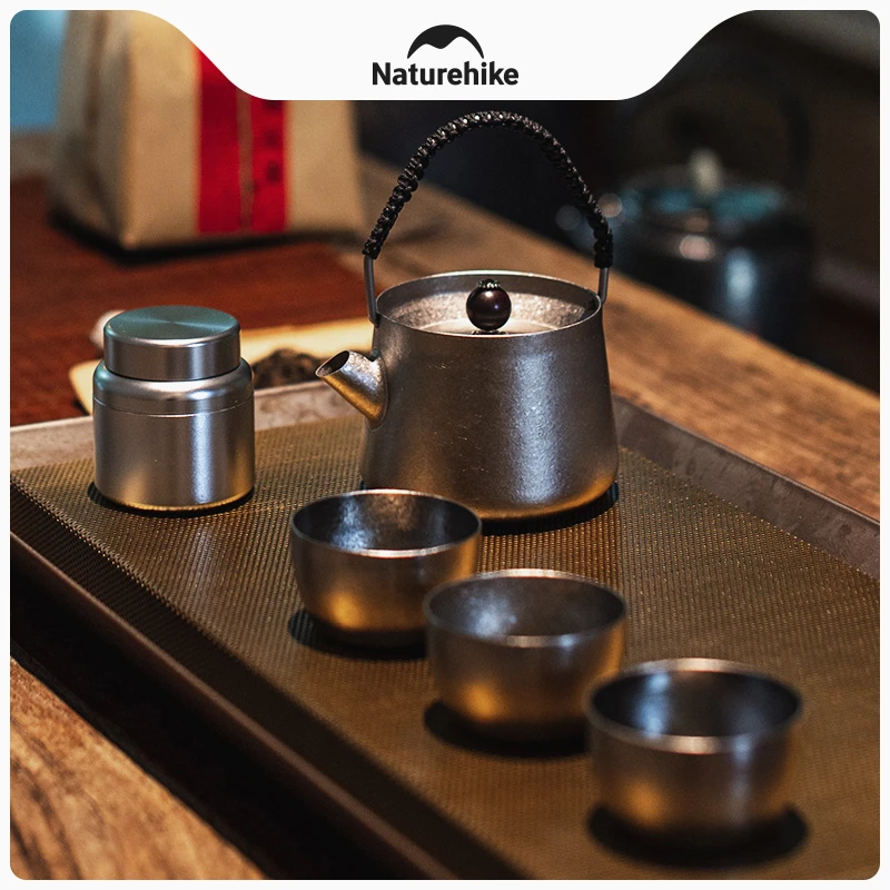 Naturehike/挪客野风钛茶具套装纯钛小茶杯户外泡茶器钛茶壶露营
