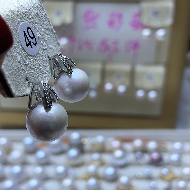 淡水珍珠耳饰银S925镶嵌