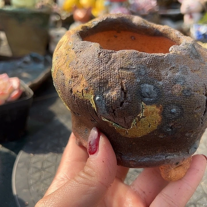 手工粗陶高温花盆